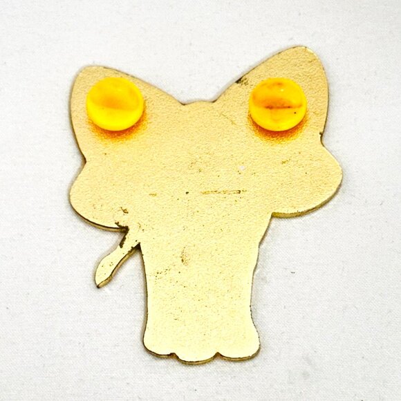 Elephant Butterfly Ears Enamel Lapel Pin with Double Clutches - Picture 2 of 4